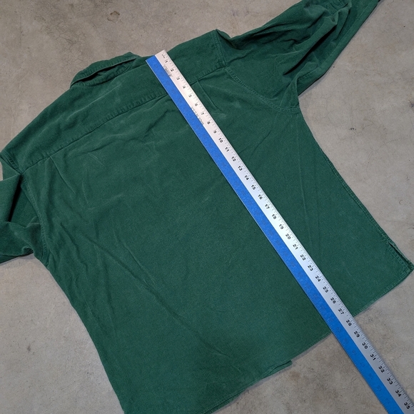 VTG Ralph Lauren Country Corduroy Shirt Mens L Loop Collar Green Flaws - Picture 6 of 6